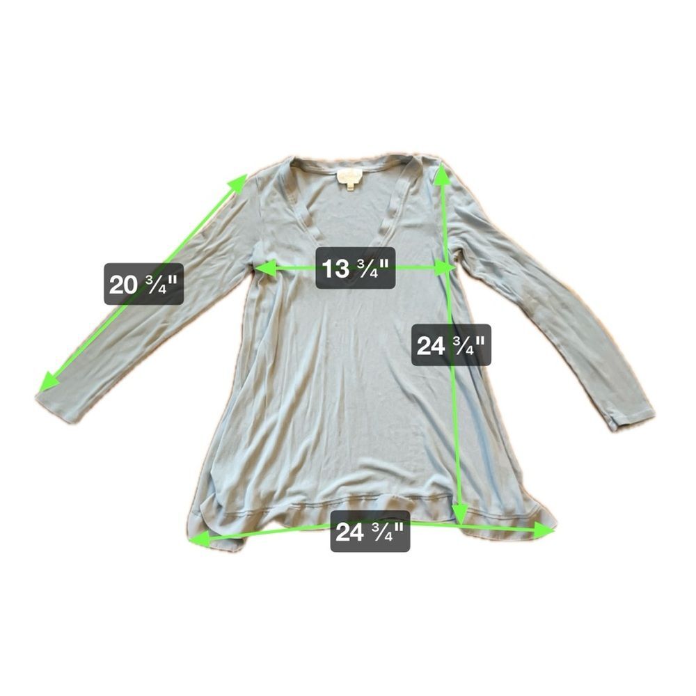 Anthropology Deletta Blue Gray Long Sleeve V Neck Women's Size S - Picture 6 of 6